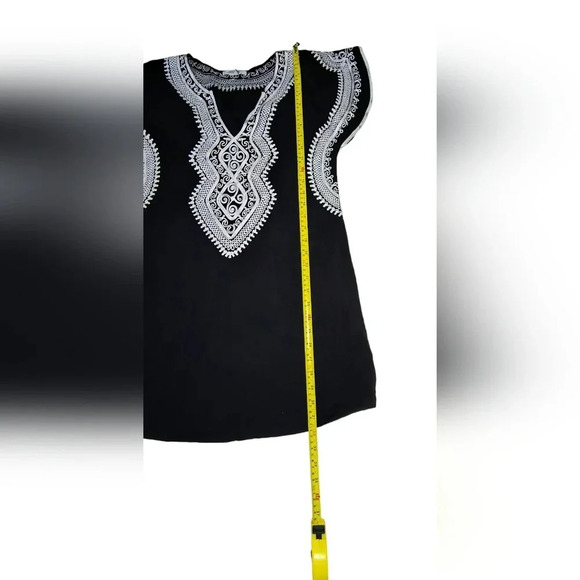 Forever 21 Black and White Embroidered Boho Soft Minidress with Pockets, L - Picture 5 of 7